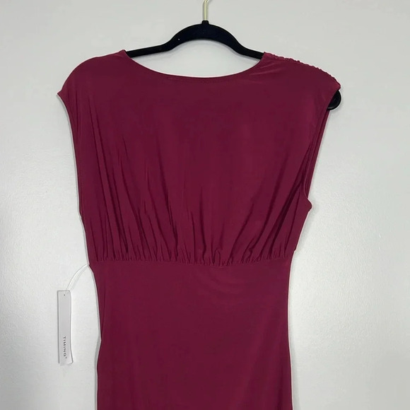 Timing Dark Boysenberry Bodycon Midi Dress - Size Medium - NWT - Deep V Neck - Picture 8 of 11